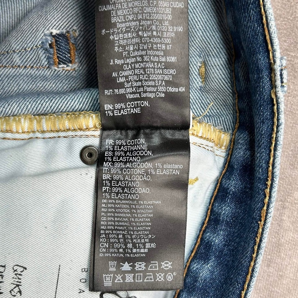 Quiksilver Mens Straight Fit Blue Denim Jeans Medium Wash 38*x32 Stretch Casual - Picture 5 of 9
